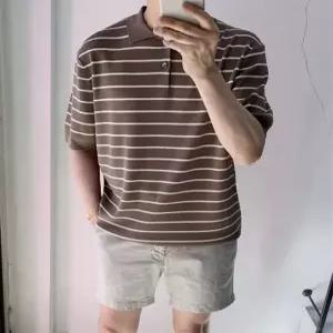 남자 스트라이프 반팔 카라티