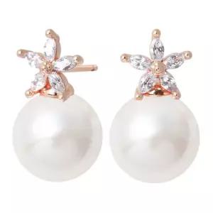 펜타스 14K 골드필드 핀 큐빅 꽃 진주 결혼식 혼주 스터드 귀걸이
