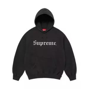 [정품] 슈프림 Supreme Washed Old English Hooded Sweatshirt 블랙 - 25FW 워시드 올드 잉글리쉬 후드 스