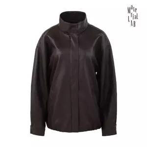 머티리얼랩 26SS 남성 퍼널넥 FAUX 레더 코쿤 자켓