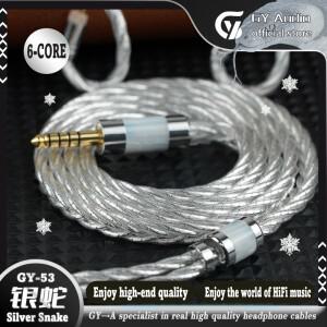 GY HiFi-53 실버 스네이크 단결정 팔라듐 도금 + 7N OCC 이어폰 케이블 4.4mm 2Pin MMCX 고해상도 오디오