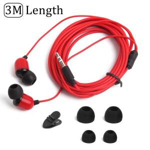 3M 긴 이어폰 유선 모니터 헤드폰 3.5mm 스테레오 헤드셋 휴대 휴대폰 용 마이크가있는 라이브