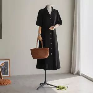 (안나앤플러스) 위니 버튼 카라 원피스[드레스DS854] 빅사이즈