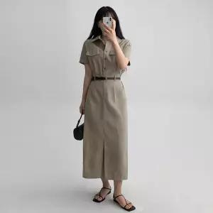 [에이와비] 모엔반팔셔츠원피스 -벨트set/2color