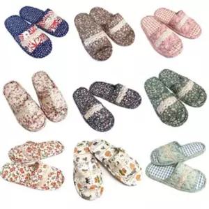 층간소음 방지 거실화 아파트 생활 필수품 퀼트 자수 홈슬리퍼 패브릭 손님용 천 실내화 세탁 가능 [P6327H