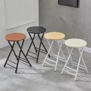 원목 원형 1인용 접이식의자 거실 식탁 캠핑 보조용 간이의자 휴대용