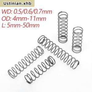 10Pcs 0.8mm/0.9mm 304 스테인레스 스틸 나선형 리턴 마이크로 소형 압축 스프링 OD: 5mm-18mm 길이: 5mm-5