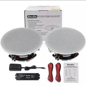 Herdio 6.5 인치 홈 오디오 300W 천장 블루투스 스피커 실내 주방 침실 욕실 용 매립형 시스템 2PCS