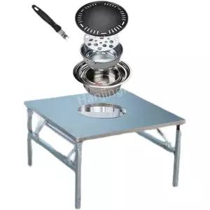 테이블 스테인레스 야외 석쇠 바베큐 휴대용 숯불 화롯대 식당용 식탁 공간활용 불판 캠핑용