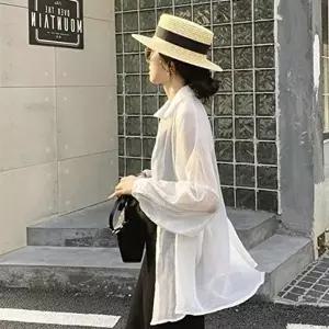 페미닌무드 나들이 비치웨어 가오리핏 시스루 쉬폰 셔(HSJ-WFIKMOL)