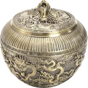 용 피날레가 있는 헤두메 원형 금속 용기 거실 장식 항아리 덮개 청동 마감 6인치 x