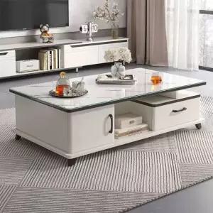 모던 테이블 거실용 서랍형 수납 탁자 화이트 커피테이블 철제 소파