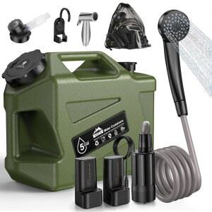 물통이 있는 위딘 휴대용 캠핑 샤워기, 전기 충전식 5갤런 식품 등급 물통, 하이킹 해변용 야외 캠프 펌프, 여행용, 애완동물 목욕