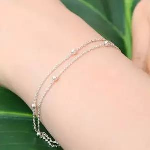 두줄팔찌 925 실버 두줄 심플 볼 체인 은 팔찌