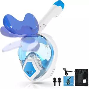 쉬에 데빌피쉬 풀페이스 스노클 마스크 접이식 선글라스가 장착된 드라이 탑 시스템 스노클링 세트 180도