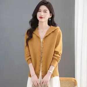 여친 니트 봄 가을 겨울 캐주얼 가디건 후드 카디건 아우터 상의 MF3