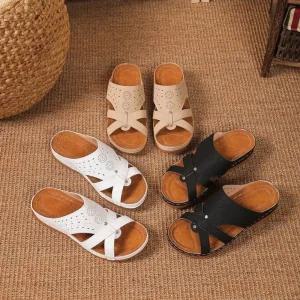 여친 여름 통굽 스터드 웨지 일자 슬리퍼 빅사이즈 펀칭 크로스 OP2