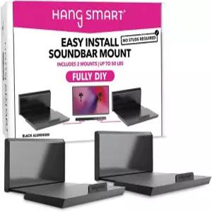 HangSmart TV 사운드바 마운트 노 스터드 및 드릴 이지 설치 DIY 유니버설 월 브래킷 최대 50LBS까지 수납