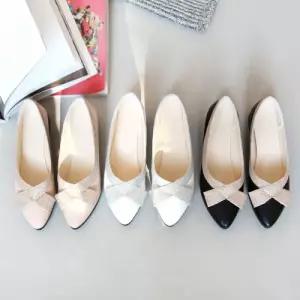 여성스러운 글리터 리본 플랫 펌프스 SJ-374