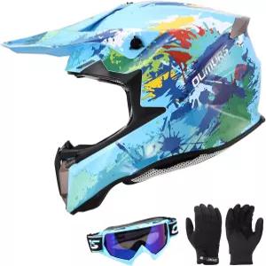 8-18세 고글과 장갑을 착용한 소년 및 소녀를 위한 청소년 먼지 자전거 헬멧 도로 밖에서 DOT 인증 ATV
