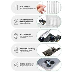 48pcs RELIFE RL-094 카메라 렌즈 먼지 제거 스틱 전화 수리 청소 도구에 대한 강력한 접착