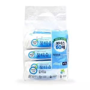 깨끗한나라물티슈 페퍼민트향 60매 3+1입 -TJ/물티슈