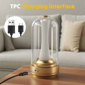 디머블 캔들 룸 램프 충전식 터치 방수 독서 무드등 가정용 침대 옆 바 책상 야외용 버섯