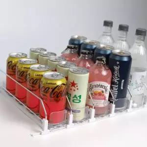 슬라이딩캔음료 정리 디스펜서 캔소다 위생 주방정리대 5라인 38cm