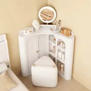 모서리화장대 틈새 공간활용 삼각콘솔 인테리어 대용량수납 심플한 곡선디자인