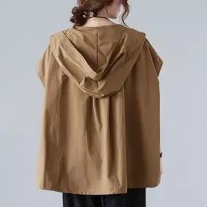 여자 가을 캐주얼 조끼 마이너 후드 민소매 나시 루즈핏 빅사이즈 코트 KS3