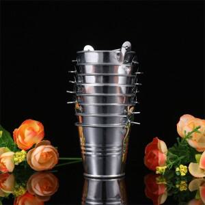 미니 양동이 금속 꽃 화분, 작은 통, 철 파티 주석 홀더, 아연 도금 매달림