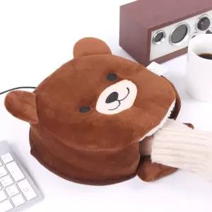 [골드스마일]USB마우스패드 브라운베어 온열 마우스패드 손목쿠션 USB