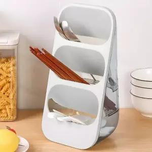 프리미엄 스탠드 화이트 3단 수저통