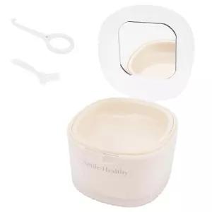 거울이 있는 틀니 목욕 케이스 보관용 의치 용기 컵 홀더 여행용 물청소기 스트레이너 바구니가 마우스