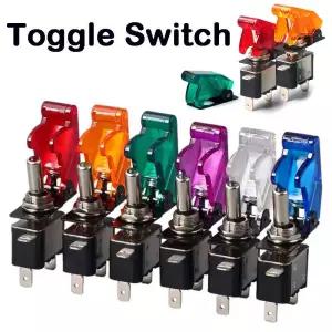 히든센서 12V20A LED 토글 스위치 플립 커버 가드 - 차량용 보트 트럭 선박용 투명 항공기 안전 ONOFF 로커