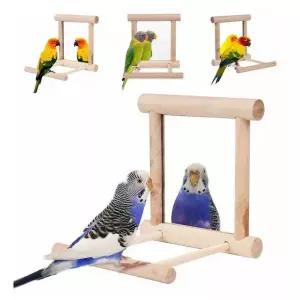 앵무새횟대 새 거울 나무 목걸이 스윙 대화 형 놀이 앵무새 Budgies 일종 Cockatiel Conure Lovebird 케이
