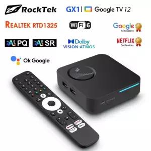 셋톱박스 RockTek GX1 UHD Google 안드로이드 TV 박스 Netflix 4GB 32G Realtek1325 Dolby Atmos Vision 2T