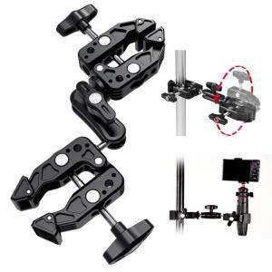 새로운 이중 금속 슈퍼 클램프 관절형 매직 암 클립 360 ° 우산 모니터 LED 조명용 듀얼 헤드