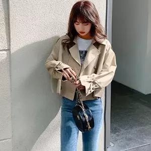여성 간절기 봄가을 트렌치 숏자켓 숏트렌치 크롭자켓 (HSJ-WDE69C7)
