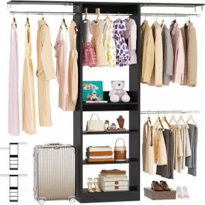 베시오스트 48인치 옷장 정리 시스템 4개의 걸이봉과 3개의 선반이 있는 소형 위한 4FT 80인치 높이의 및