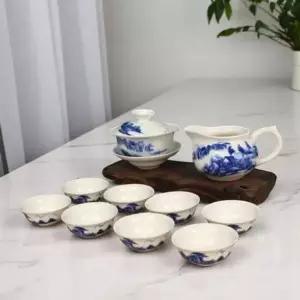 찻잔8개 다도 경덕진다기 티잔세트 청화백자 청화