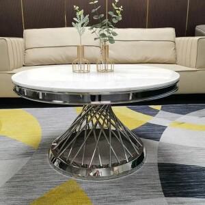 북유럽 대리석 커피 테이블 거실 가구 현대적인 골드 라운드 블랙 스테인레스 스틸 다리