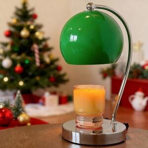 웜시티 캔들 램프 워머, 타이머와 디머가 있는 와이드 베이스 향 모던 멜팅 라텐, 홈 데코 테이블 램프(그린)