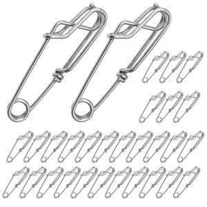 30Pcs 롱라인 클립, 낚시용 18x60mm 스내퍼 도구 커넥터 트롯라인 미끼 미노우 참치 캣피싱 크랩빙 루어 트랩, 스테인리스 스틸 듀오 퀵 커넥트 잠금 장비 다운리거 출시
