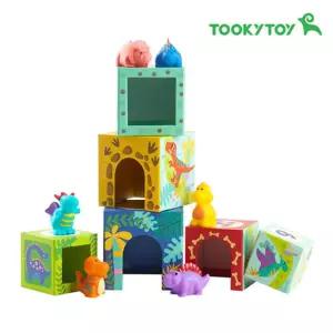 유아 감각발달 학습교구 공룡피규어 탑쌓기박스 집중력향상 블록놀이