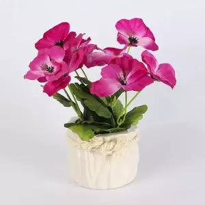 퍼플팬지 조화 도자기화분 미니 조화장식품