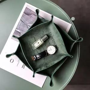 멀티정리함 화장대 데스크 서랍 수납 정리함 가죽 트레이 소 그린