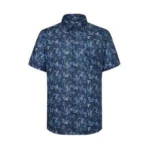 [닥스][아울렛] 면100 프린트 반팔셔츠 레귤러핏 네이비