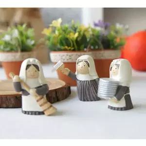 [RIZPICK]청소하는 귀여운 수녀 미니어처 3종 세트 인테리어 홈데코장식