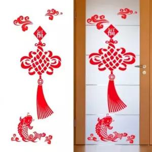 [RIZPICK]은플 벽지스티커 물고기 매듭 그래픽스티커 중국집벽